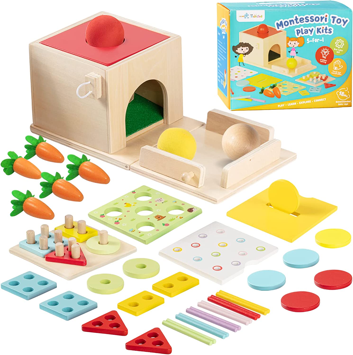 Play Kitchen Accessories, Frogprin Wooden Toy Mixer Set, Pretend Play
